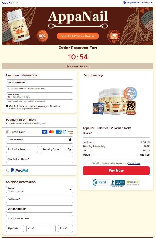 AppaNail Secured Order Page